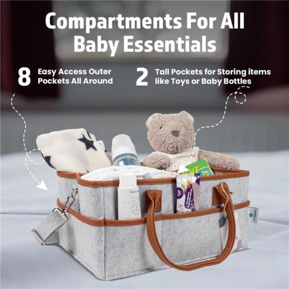 Large Baby Diaper Caddy Organizer Changing Table Basket Nursery Storage with Han - Picture 7 of 8